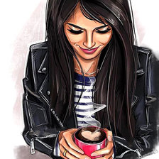 Схема вышивки «С чашкой кофе.»