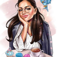 Схема вышивки «С чашкой кофе.»