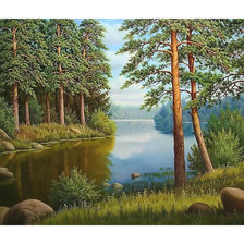 Схема вышивки «Пейзаж у реки.»