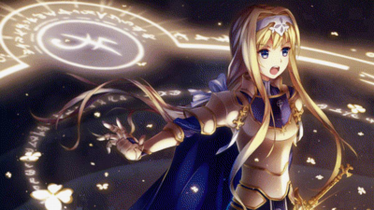 вышивка крестом Алиса мастера меча онлайн с пентаграммой - пентаграмма, эмоциональная, аниме, мастера меча онлайн, девушка - предпросмотр