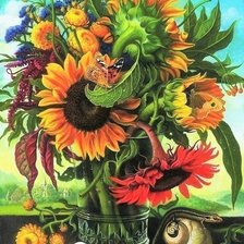 Схема вышивки «Натюрморт с подсолнухами»