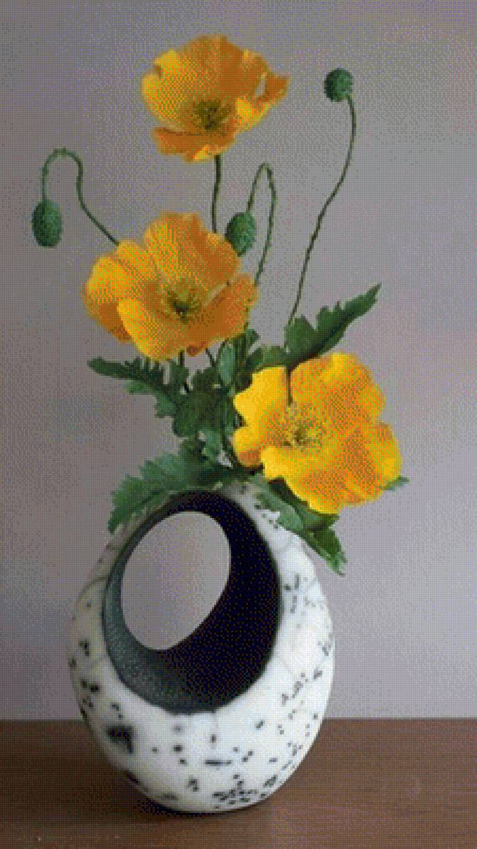 Желтые маки - букет, ваза, цветы, маки - предпросмотр