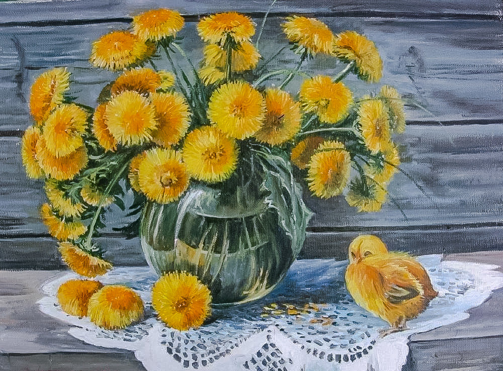 Dandelions. - andrey chernyshev painter.flowers and gardens. - оригинал