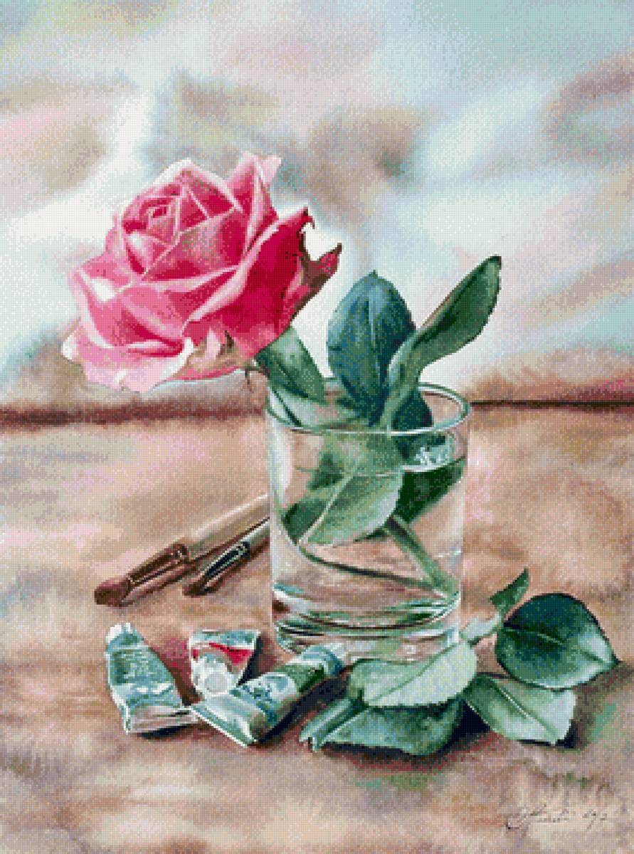 Роза - акварель - предпросмотр