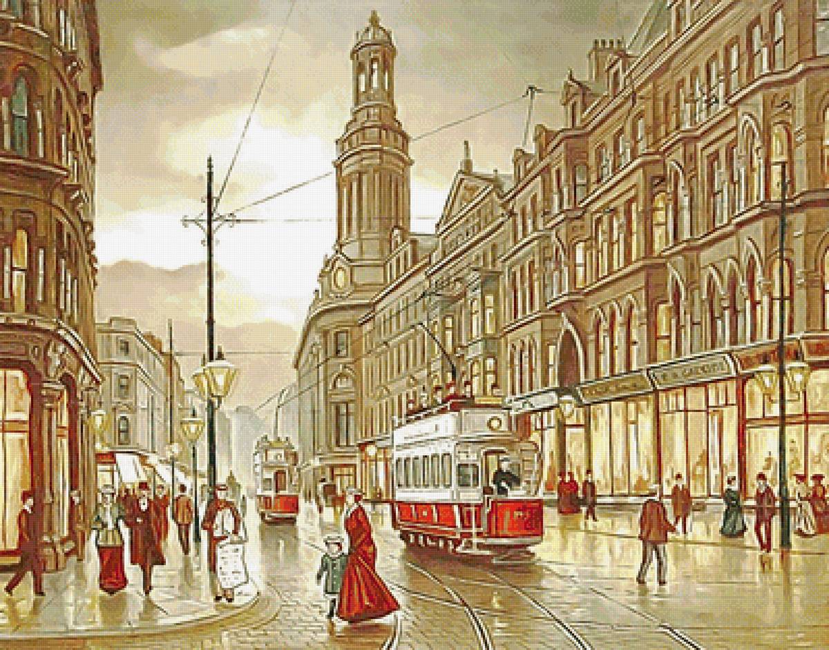 Старый Лондон - улица, люди, городской пейзаж, старый город, лондон - предпросмотр