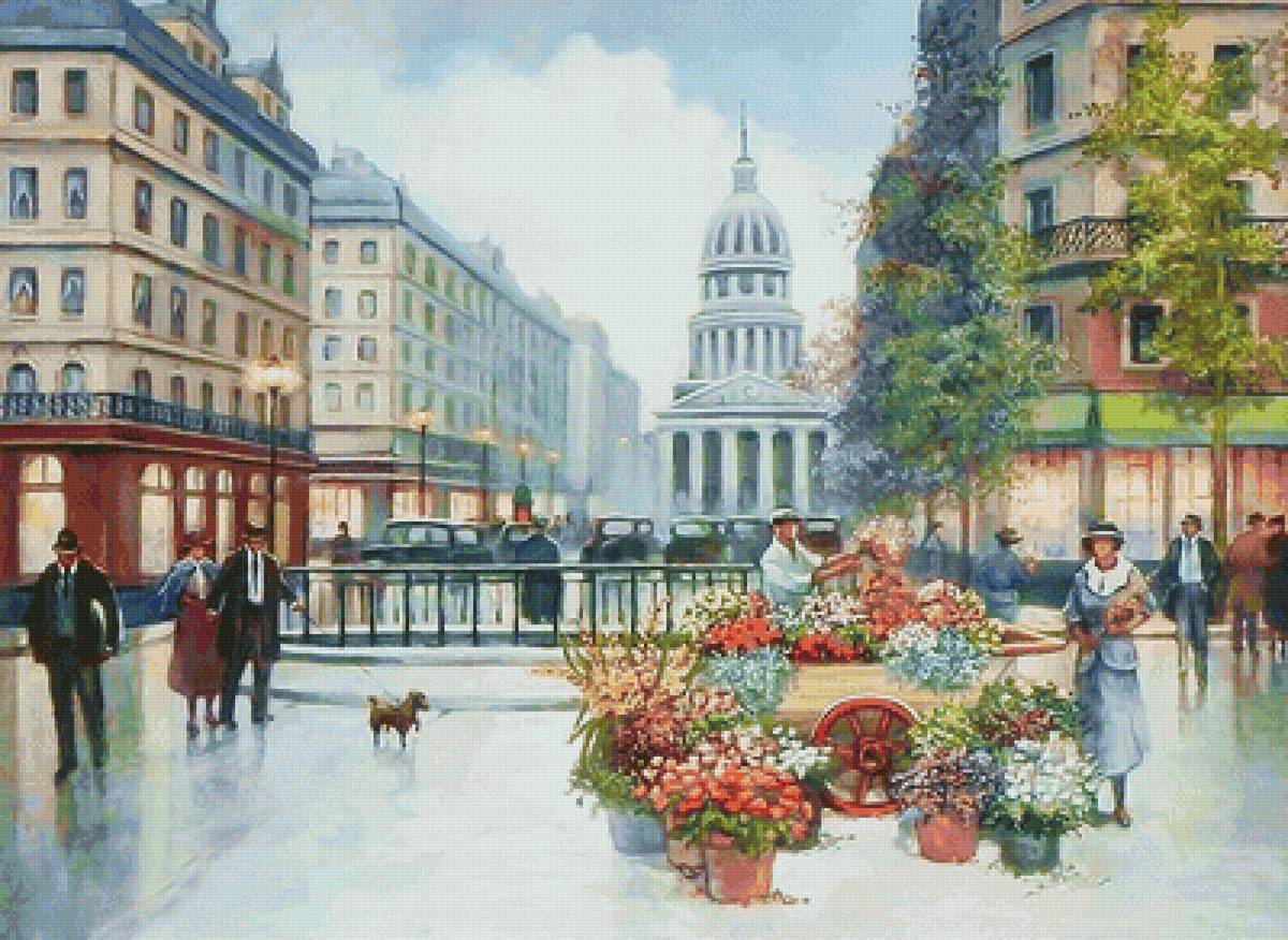 городской пейзаж - город, люди, площадь, городской пейзаж - предпросмотр