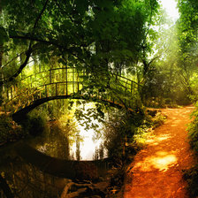 Схема вышивки «мост в лесу»