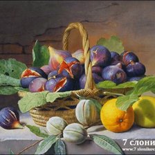 Схема вышивки «Инжир и абрикос, натюрморт»