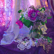 Схема вышивки «Сирени букет на столе»