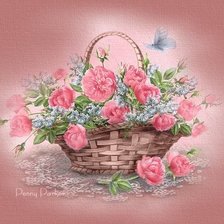 Схема вышивки «Корзинка с розами»