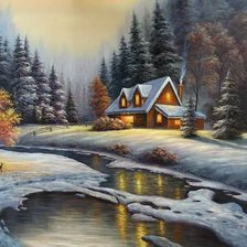 Схема вышивки «зима в лесу»