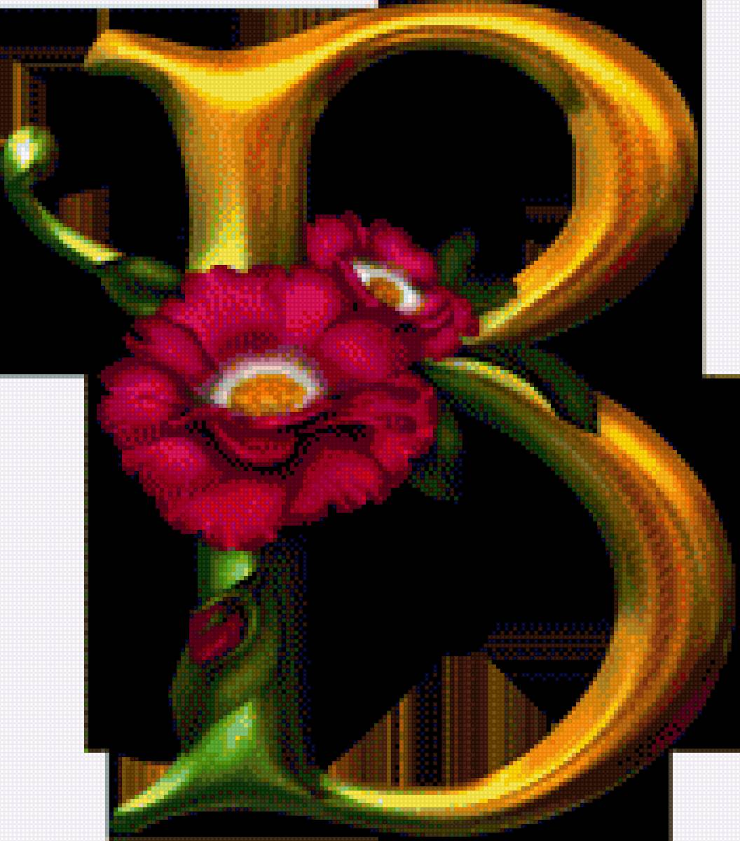 Алфавит с цветами - алфавит, английский, абетка, цветы - предпросмотр