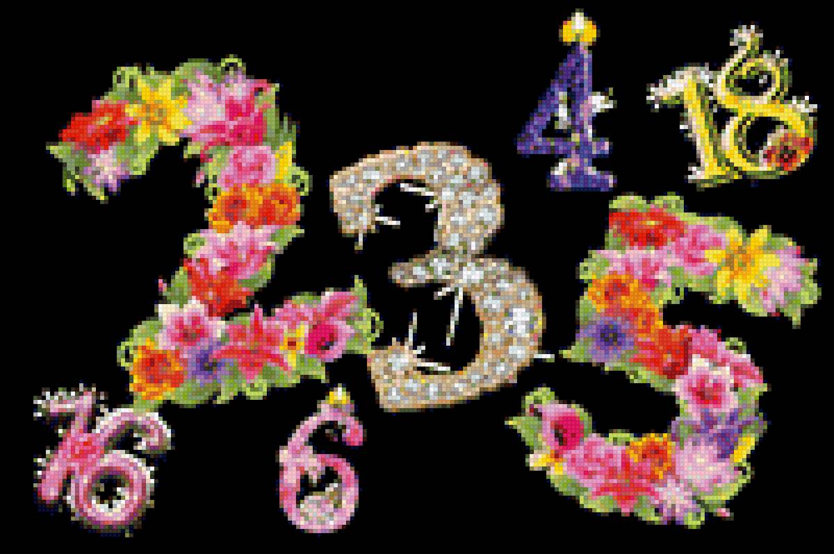 Цифры цветочные - оформление, цифры, школа, цветы, счет - предпросмотр