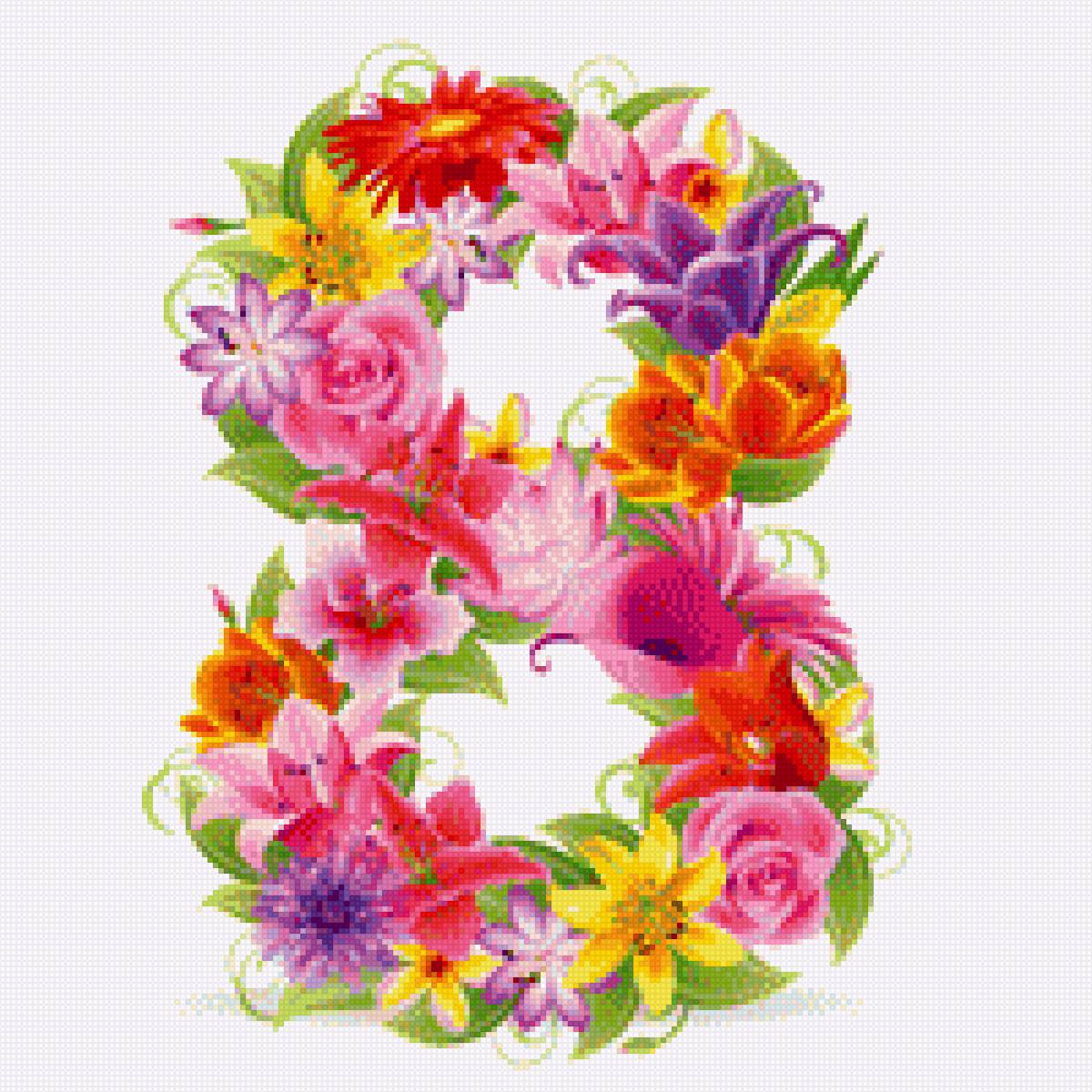 Цифры цветочные - оформление, цифры, счет, цветы, школа - предпросмотр