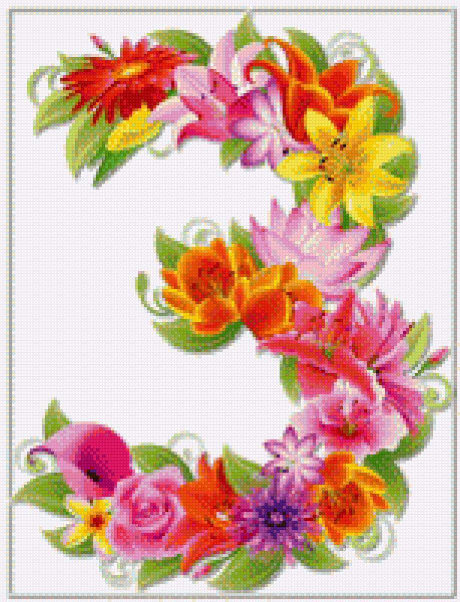 Цифры цветочные - цветы, счет, цифры, школа, оформление - предпросмотр