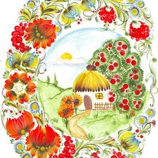 Схема вышивки «Буква О, будинок»