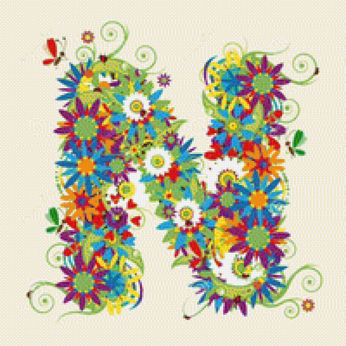 Алфавит с цветами - английский, абетка, цветы, алфавит - предпросмотр