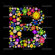 Схема вышивки «Буква В в цветах»