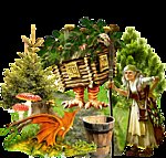 Схема вышивки «Избушка на курьих ножках и баба Яга»