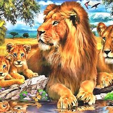 Схема вышивки «львы»