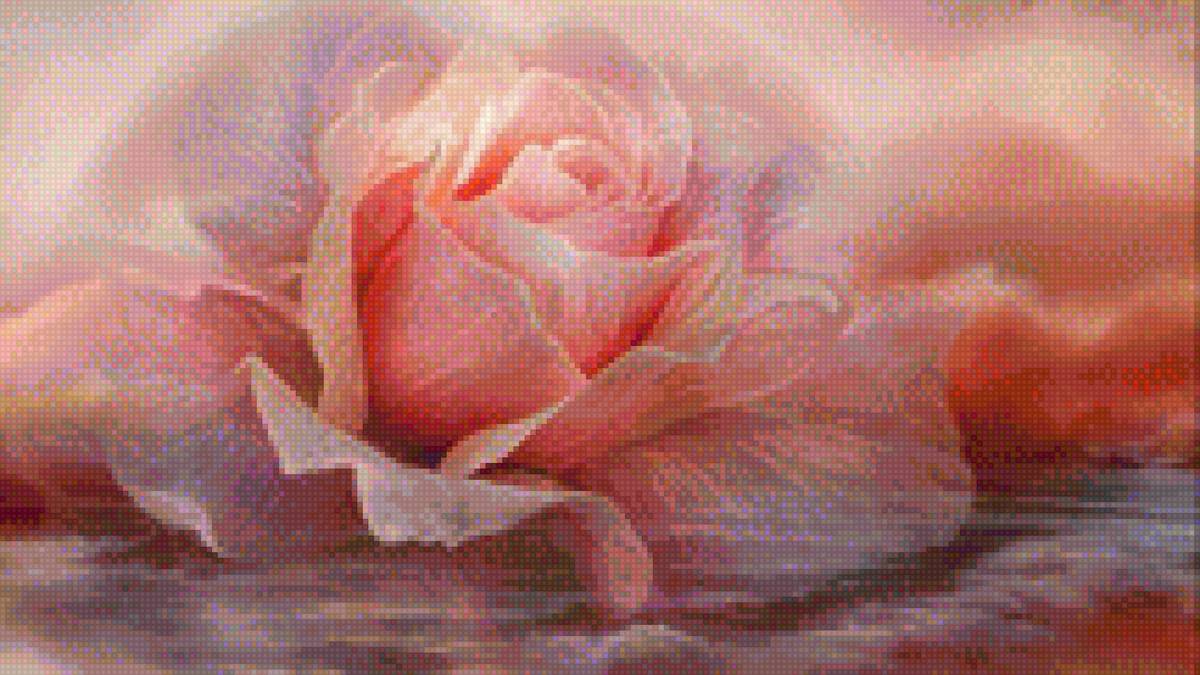 роза - волны, роза, цветок, закат, море - предпросмотр