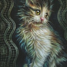 Схема вышивки «котёнок на окошке»