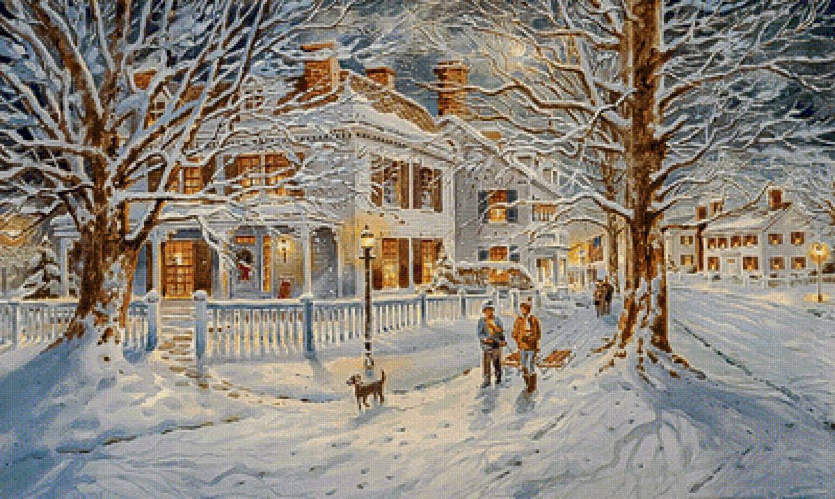 Winter Frolic. - jess hager paintings.snowscenes.people.animals. - предпросмотр