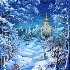 Схема вышивки «зимний пейзаж»