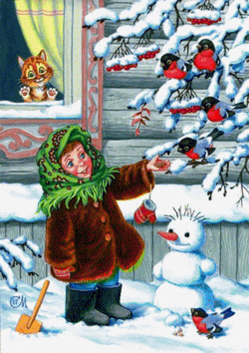 Снегири прилетели - зима - предпросмотр