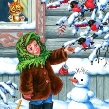 Схема вышивки «Снегири прилетели»