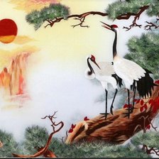 Схема вышивки «Журавли»