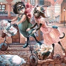 Схема вышивки «Коты на самокатах»