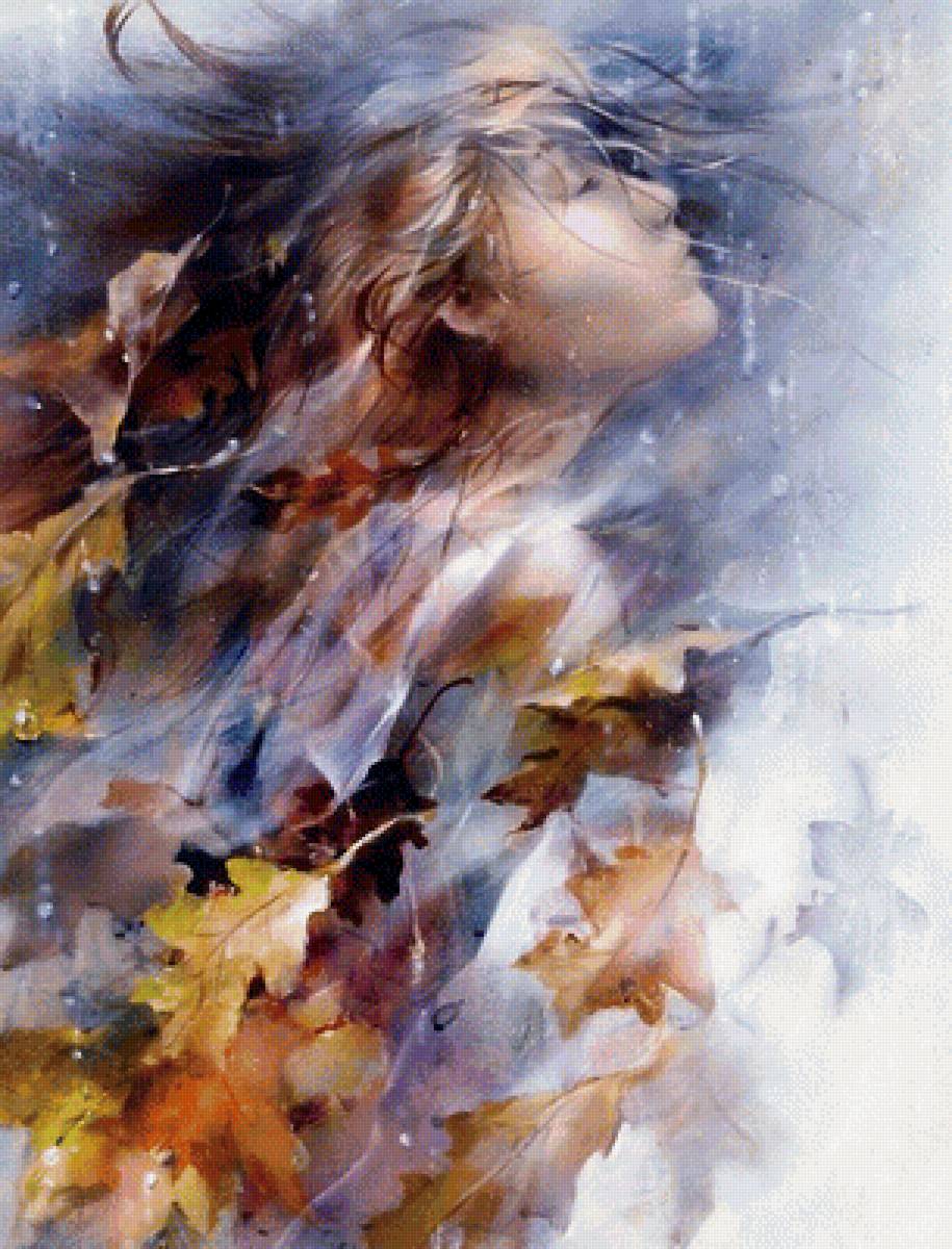 девушка - осень, девушка, дождь - предпросмотр