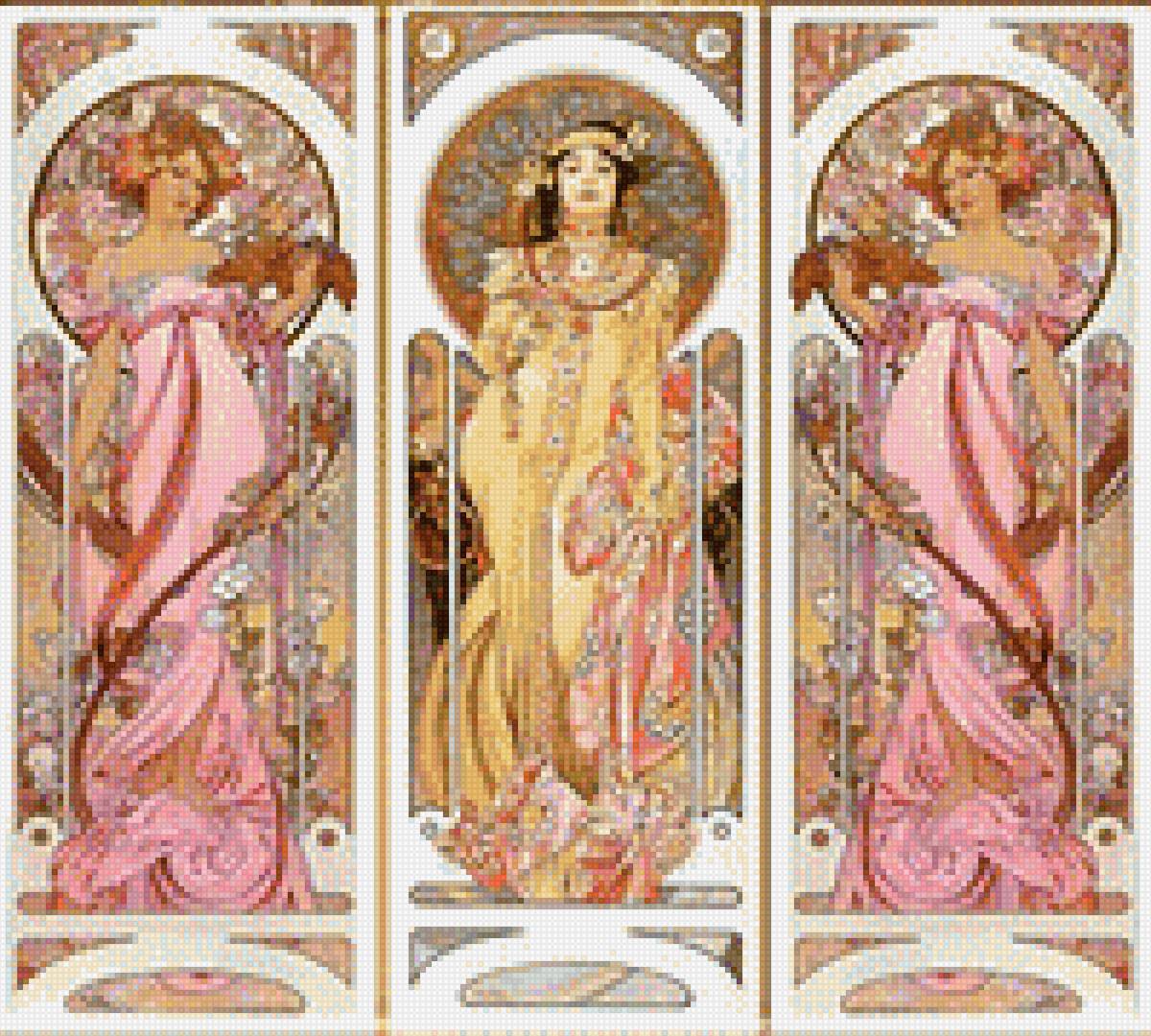 Сезоны - картина, сезоны, девушки, трио - предпросмотр