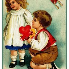 Схема вышивки «Валентинка с ангелочками»