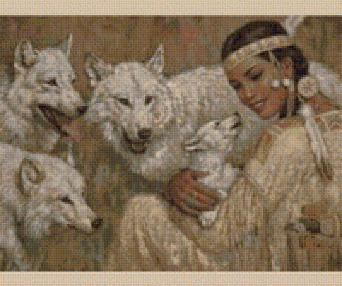 Идеанка и белые волки - картина, народ, индеанцы, история, волки, америка - предпросмотр