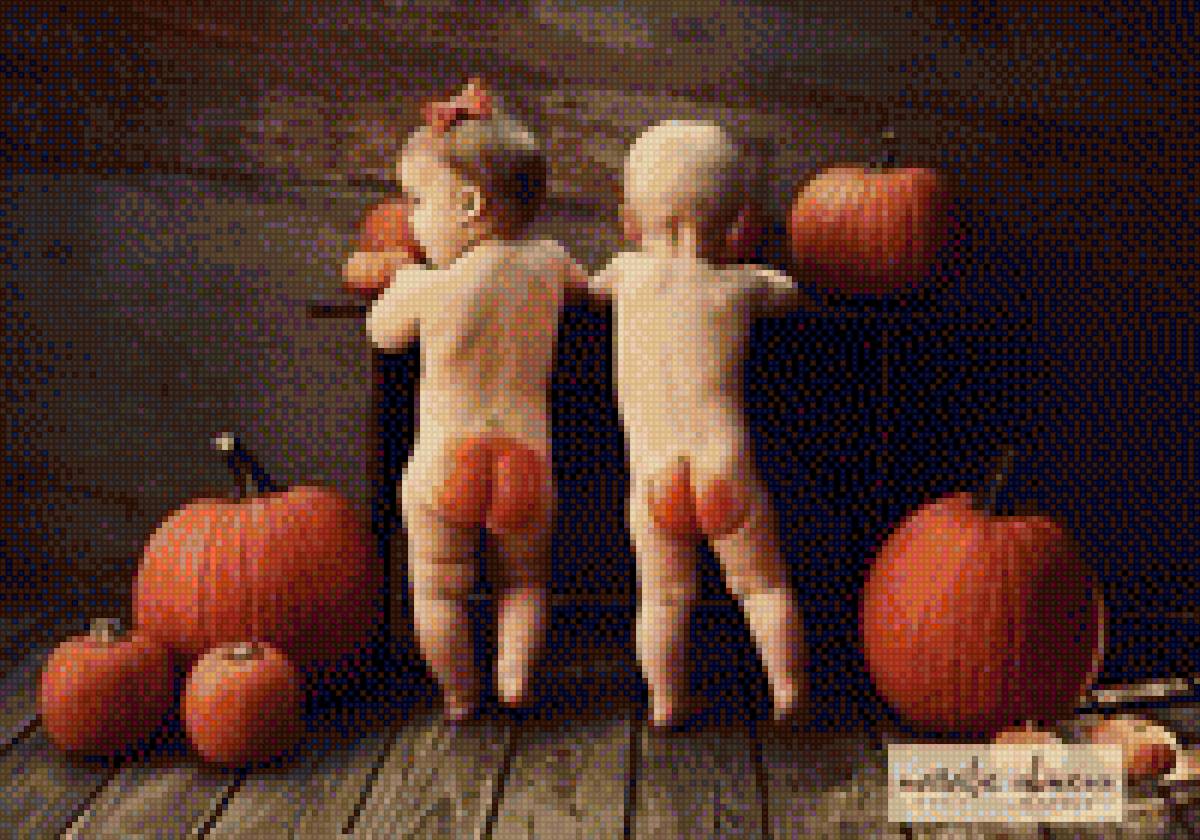 Детки с тыквами - детсво, дети, тыква. малыши. карапузы. картина - предпросмотр