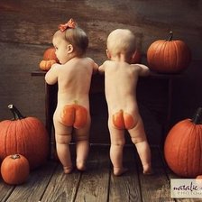 Схема вышивки «Детки с тыквами»