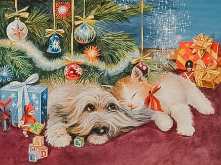 Waiting and Wondering. - jess hager paintings.scenarys.christmas.animals. - оригинал