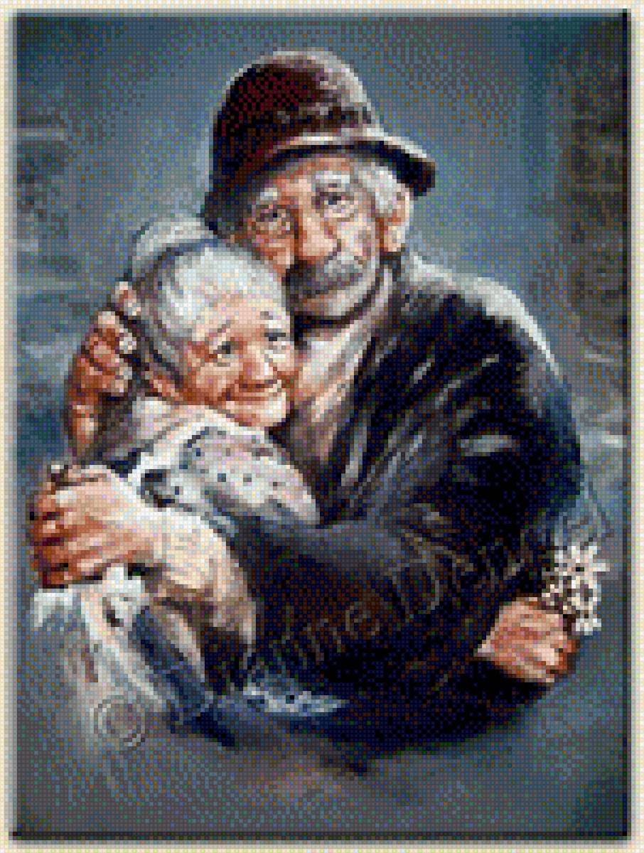 Поздравляю тебя - старость, бабушки и дедушки, старики, поздравление, картина, цветы - предпросмотр