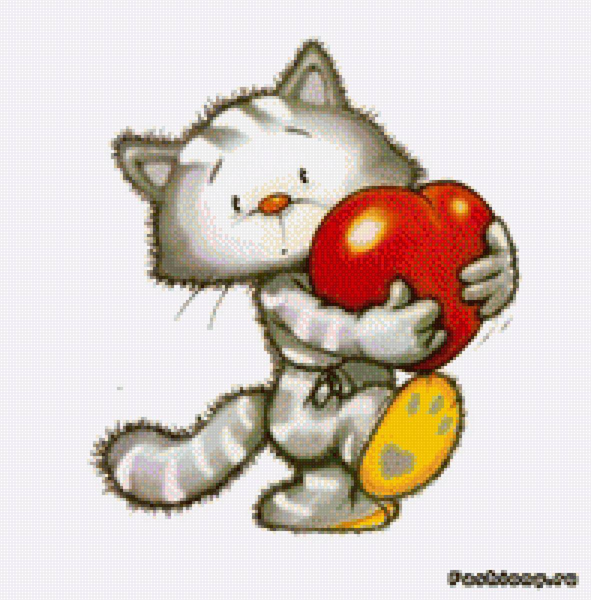 Кошачье сердце - котенок, открытка, сердце, домашние любимцы - предпросмотр