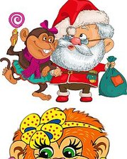 Схема вышивки «Обезьянки закладка»