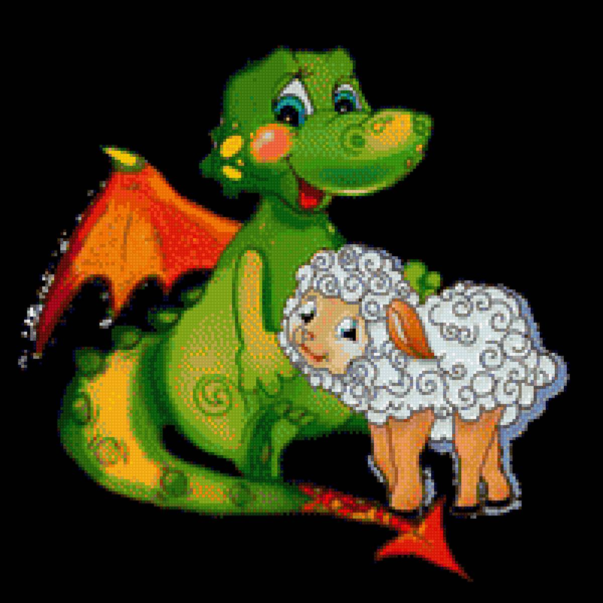 Дракоша - дракон, сказка, картина, фантастика, барашек - предпросмотр