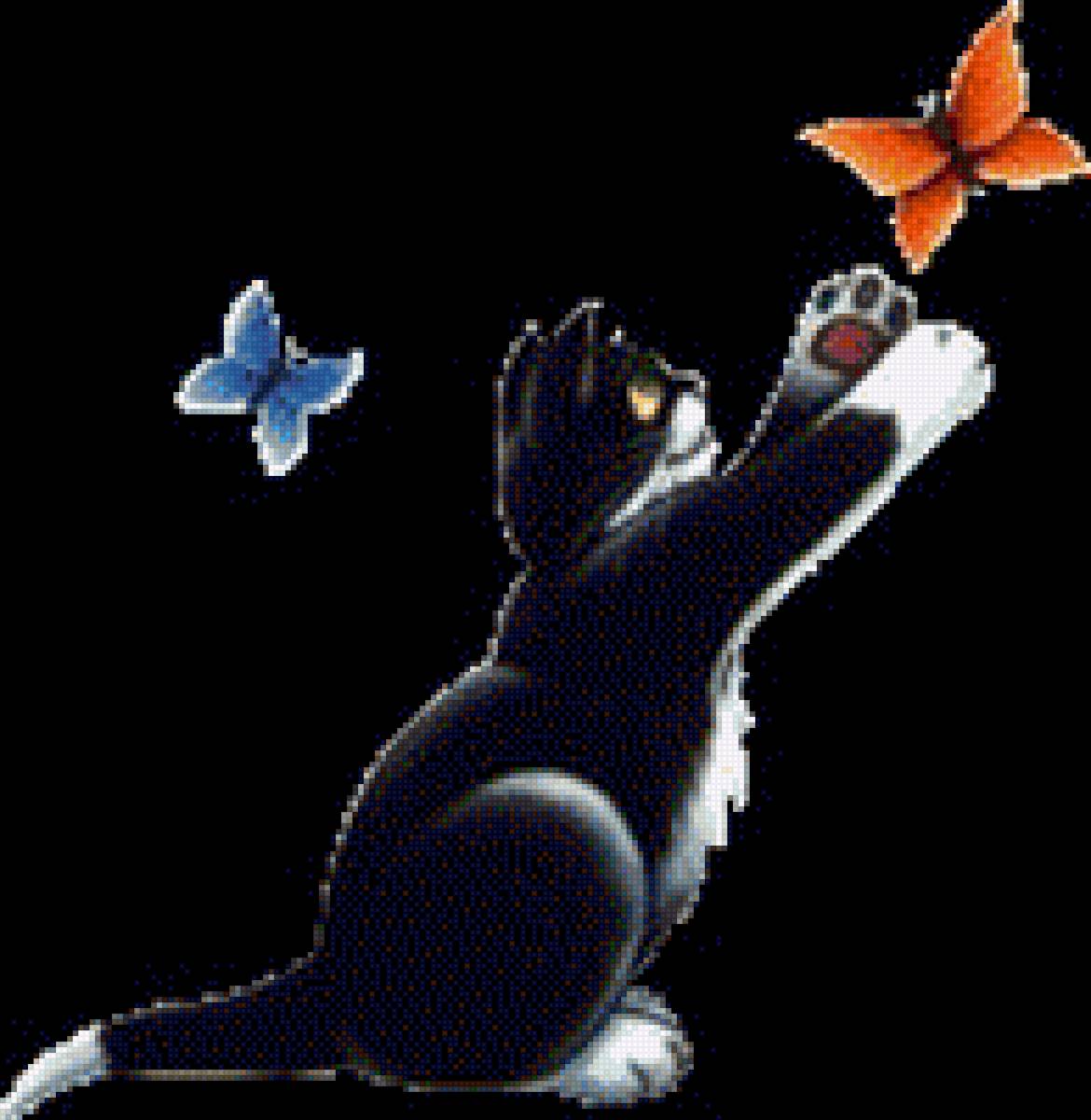 Котенок - домашние любимцы, бабочки, котенок - предпросмотр