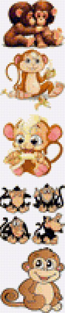 Обезьянки закладка - картинка, обезьянка, линейка, закладка, животное - предпросмотр