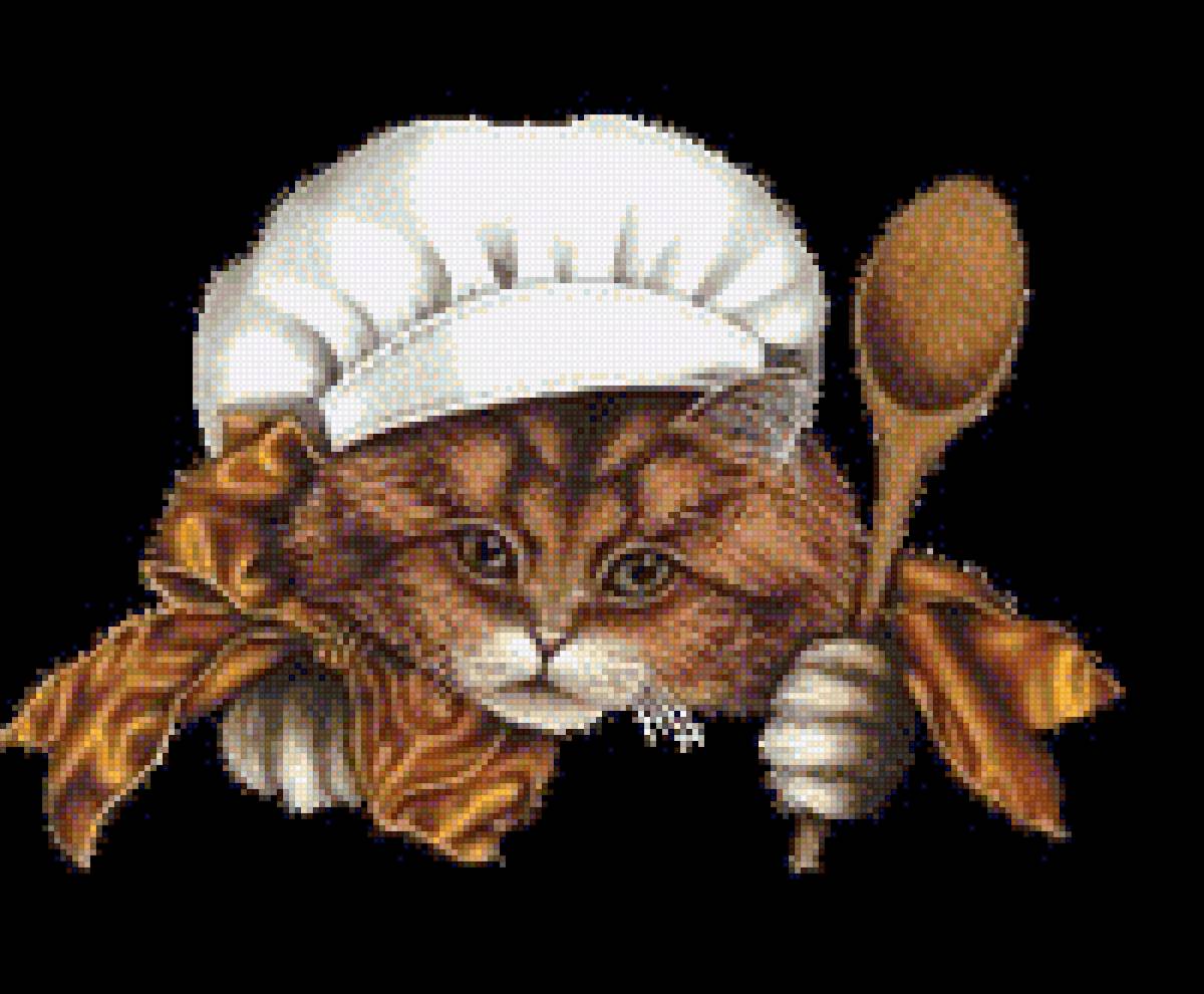 Кот с ложкой - кот, ложка, картинка, повар - предпросмотр