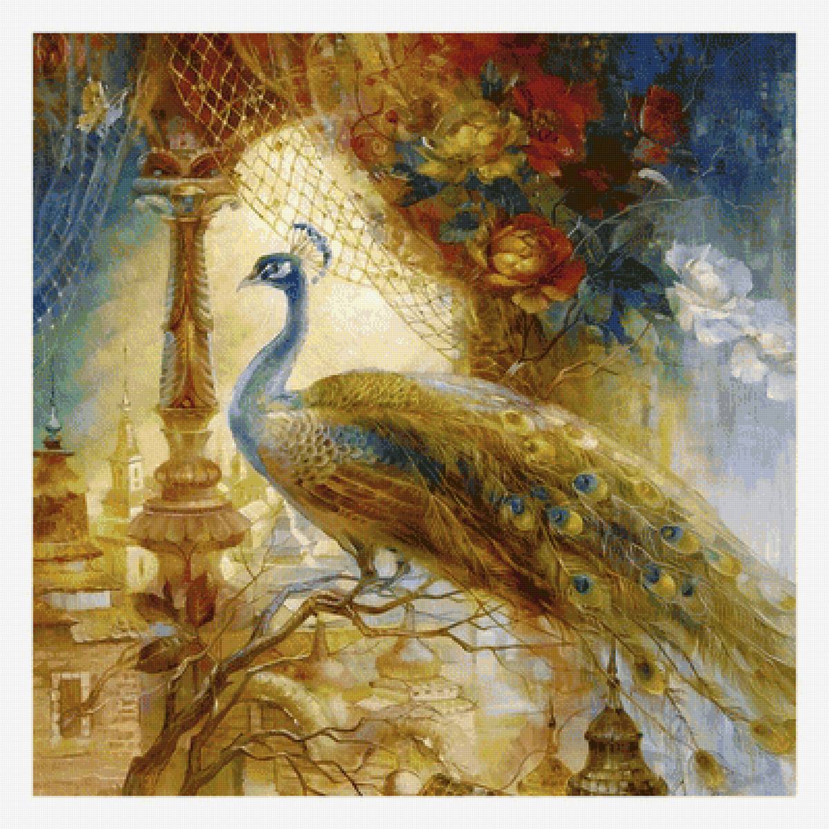 павлин - павлин, живопись - предпросмотр