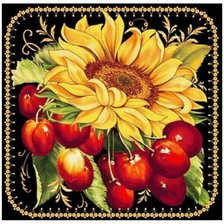 Схема вышивки «Подсолнухи с черешнями»