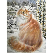 Схема вышивки «Зимний котик.»