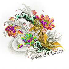 Схема вышивки «Рыба и лотосы»